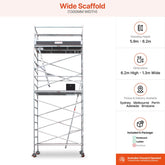 5.9m - 6.2m Wide Aluminium Mobile Scaffold Base Tower with Kickboards
